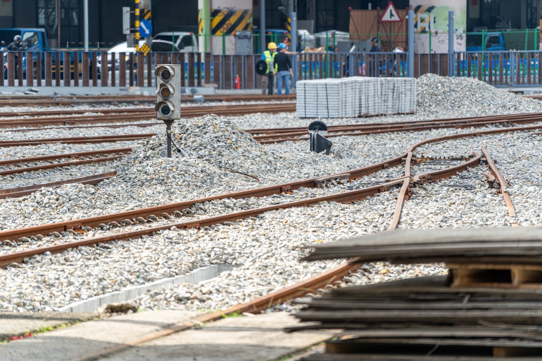 Construction site with train tracks and gravel